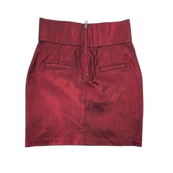 Ammo Red Metallic Body Con High Waist Skirt Womens Size Small Clubbing Going Out - Picture 2 of 8